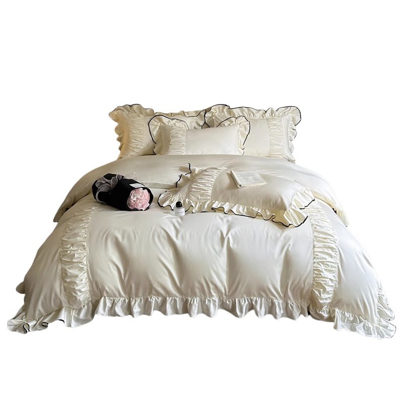 法式浪漫公主风全棉四件套纯棉少女心床单被套儿童床上用品三件套