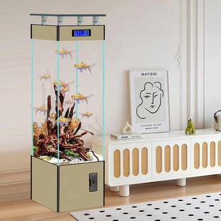 金晶超白玻璃长方形落地水族箱客厅中小型家用立式 生态鱼缸免换水