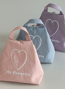 韩国mazzzzy甜美清新ins爱心小手包少K女粉便携手提杂物零钱收纳