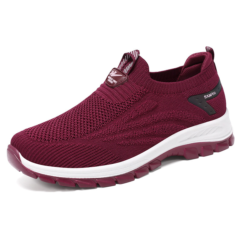 双星秋季新老人鞋女软底防滑妈妈健步鞋中老年运动鞋一脚蹬网面鞋