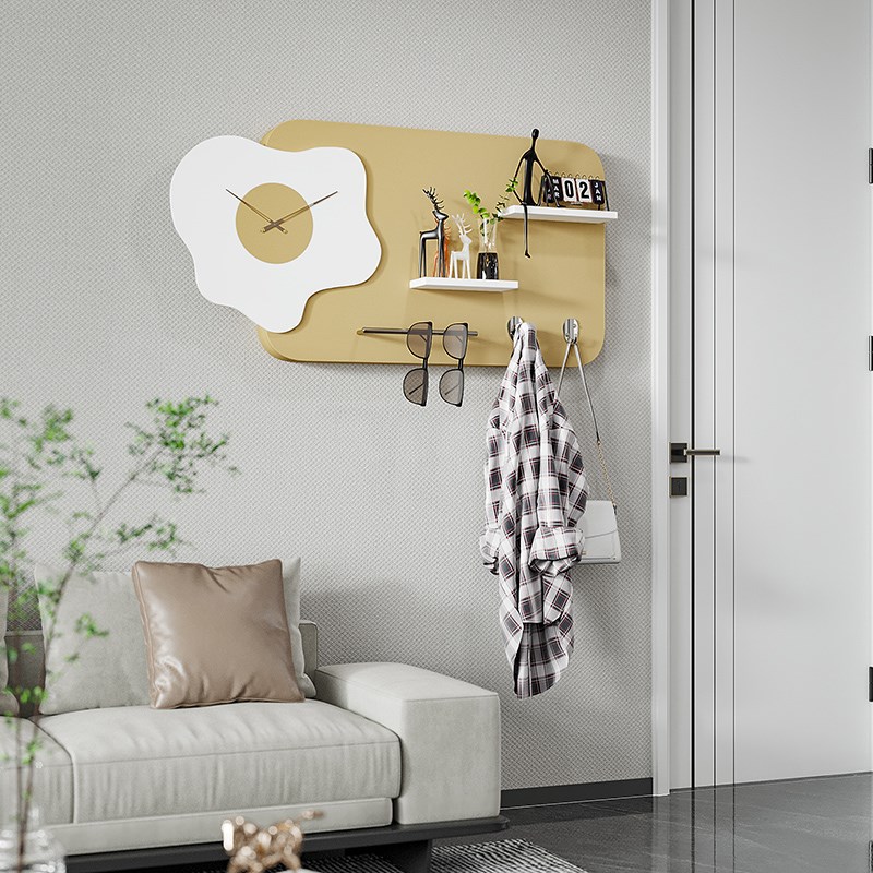 2024新款实木电表箱装饰画钟表现代配电箱挂钟遮挡时钟弱电盒带钟