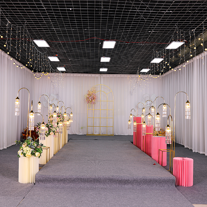 婚庆路引灯金色水晶冰条灯铁艺婚礼道具舞台布置发光圆球龙珠T台