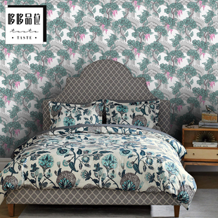 欧式 乡村墙布DDPW389 古典花鸟建筑墙纸现代简约绿植卧室餐厅美式