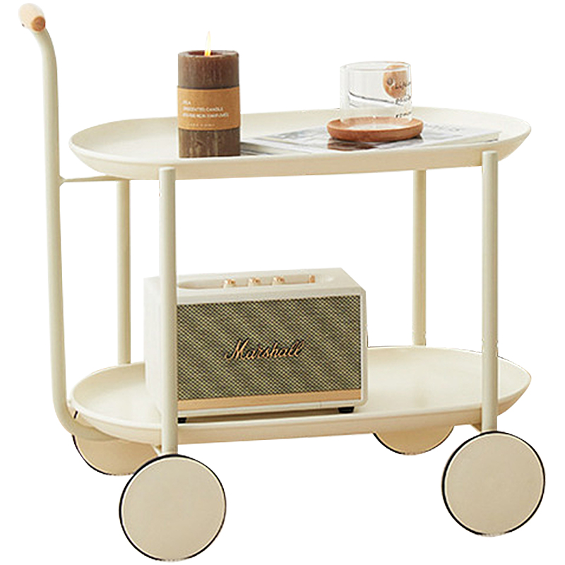 奶油风沙发边几茶几落地摆件小推车收纳置物架现代简约客厅装饰品