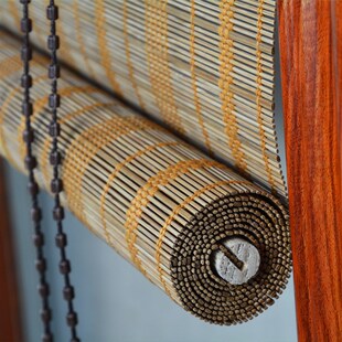 竹帘卷帘2025新款免拉绳窗帘客厅卧室茶室遮光帘 定制透景无绳子