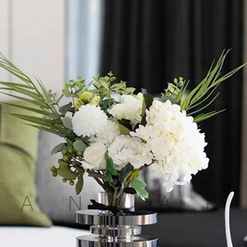 装饰高级感桌面摆设托盘客厅花样板间水晶花瓶茶几组合人物摆件