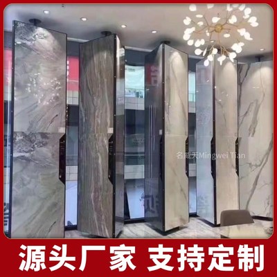 瓷砖木地板展架三面旋转岩板艺术漆展示架三角形多功能落地式立式