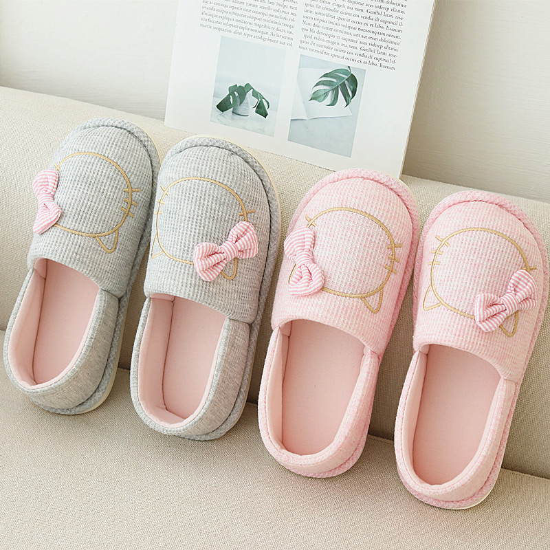 软底月子鞋910月份纯棉拖鞋家居家用室内保暖厚底包跟秋冬季薄款