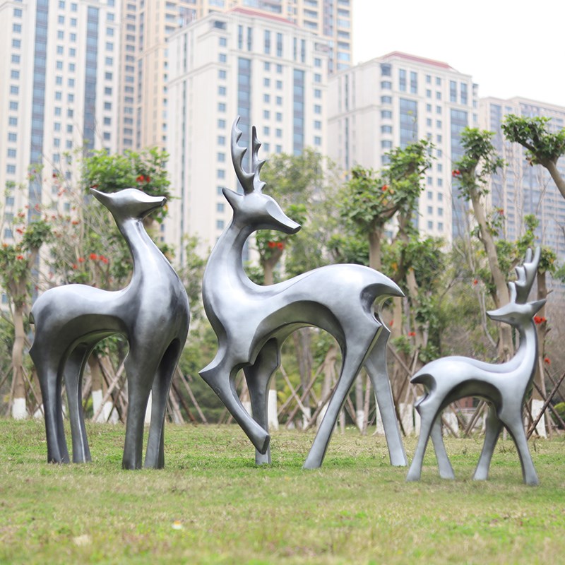 户外美陈简约线条抽象鹿景区幼儿园广场公园景点小区装饰景观摆件