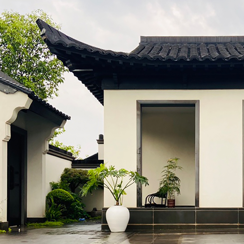 中式户外造景摆件落地流水花瓶别墅庭院装饰摆件酒店书房软装花艺