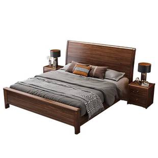 胡桃木床全实木家用箱式床储物床小户型省空间1米5x2米的床双人床