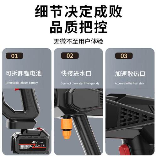 跨高压洗车用欧美爆款洗车机无线锂电便携家Ca境Wash浇花洗车机高