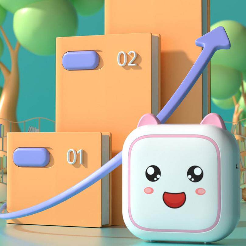 跨境携式热敏照打印机口袋生错题标签便c26蓝（无墨学迷你打印机