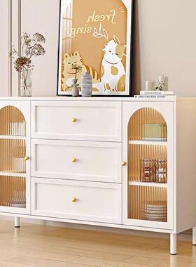 实木油TWJ奶风餐边柜代简约一体靠墙厨玄房储物柜现客厅小户型关