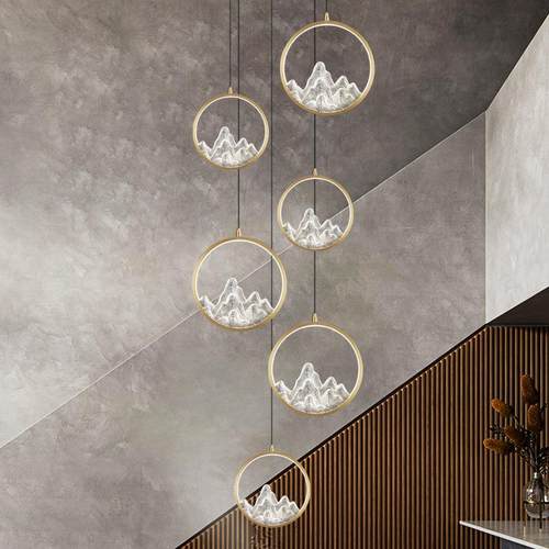 全铜8032新中式楼梯中风灯复式别墅店旋转楼梯卧室茶室餐酒厅长国