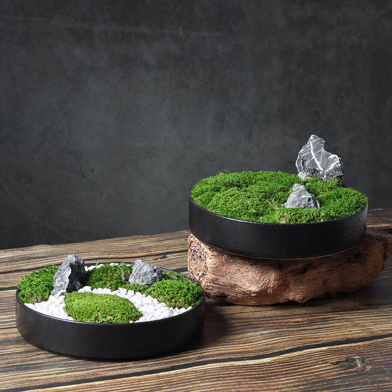 新中式仿真绿植永苔藓摆品件微景观绿生植桌面造假1山景软装饰样