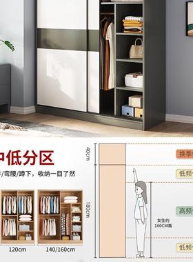 推拉衣柜家用卧出租子房CTN经室济型简易门柜结实耐用实木质儿童