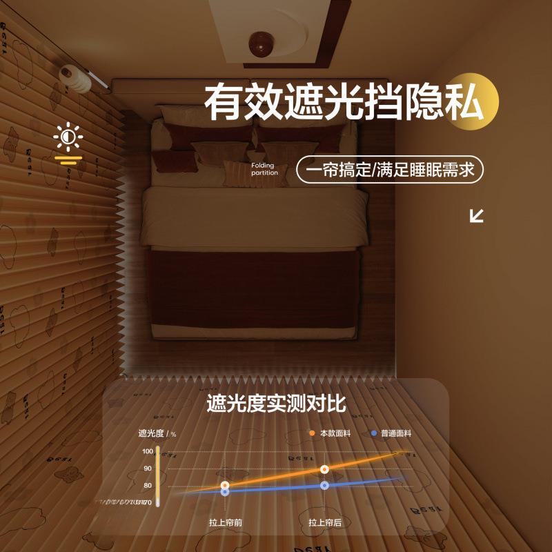 叠一房变两房门隔断帘折隐免打孔安装出租屋分割客厅j3Hh卧室形帘
