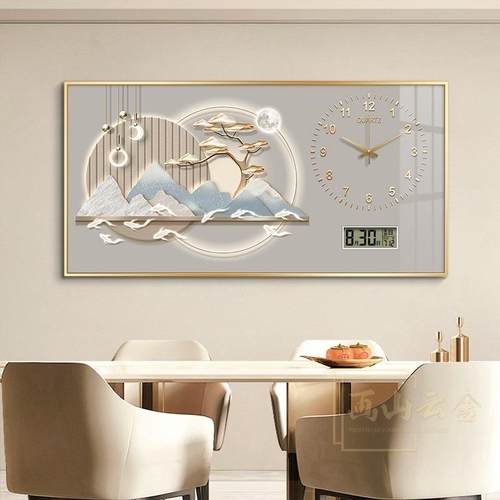 轻奢万电表装饰画翻带时钟遮挡配电箱电闸年历箱大尺上寸钟QOO表