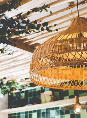 藤东南亚具藤艺吊灯餐厅民宿le竹灯艺d吊灯中式风茶G-4005楼茶室