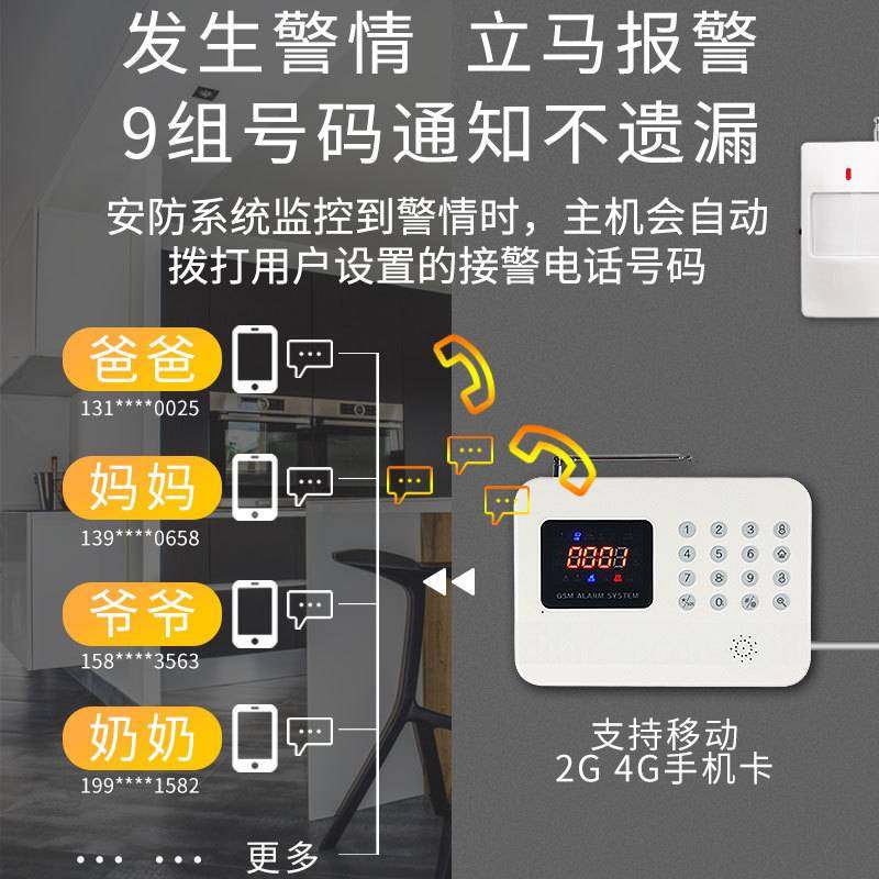 GSM防盗报警器家用智能红外线感应器无线远程防盗门窗断电报警器