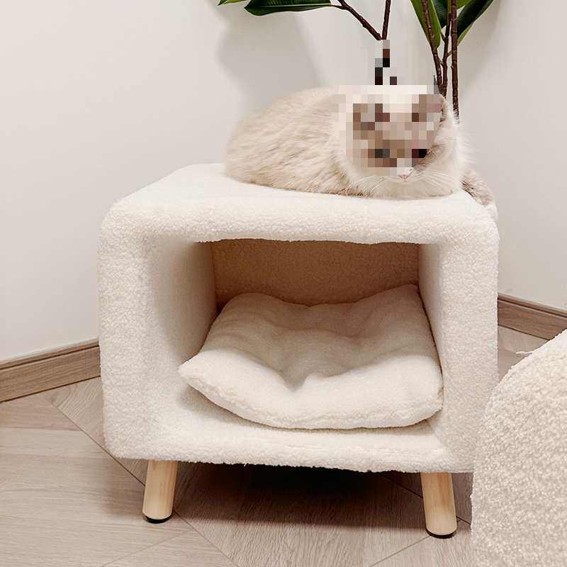 宠物小凳子家用封闭式猫窝人猫共用床头柜创意矮凳猫窝凳子一体