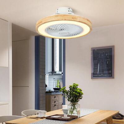 原木顶风吸扇1885灯现代简约静客音LED灯卧室厅体儿童房吊扇一灯