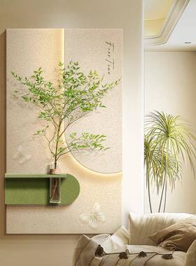 奶油风关壁装饰画水培绿植壁灯光画感客厅挂画正入玄AL100365户对