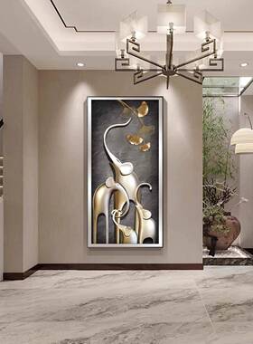 入户玄关道装饰画进廊门客厅走过挂GYR画气新款大麋鹿竖版家和墙