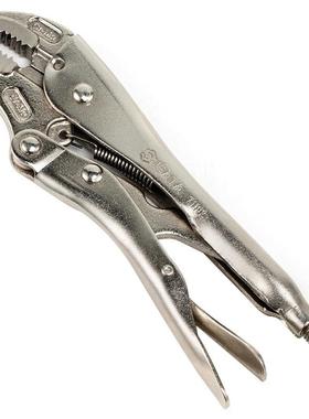 世钳子达71102大力钳圆口带刃加力钳手动压力定钳夹固钳7885英寸