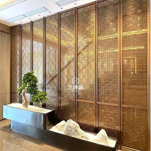 楼部酒店餐厅镂空花格YBCPF914屏风隔断不装 钢饰轻奢04异形售中式