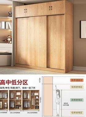 推拉门简RGD易衣柜家型用卧质木经济出租房小户收纳室储物挂衣橱