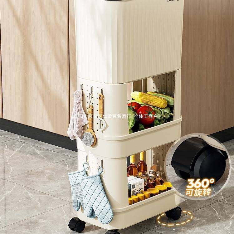 厨房垃圾桶家用大容量滑盖可移动双层高款免弯腰专用日式可置物架