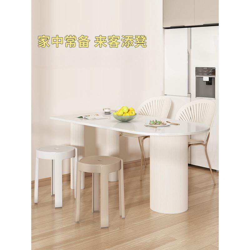新款加厚塑胶料凳家用加摞厚可子叠放凳餐桌高板凳叠圆凳特厚风车