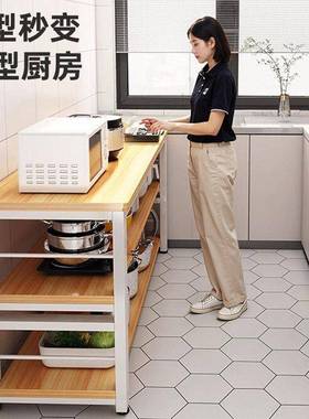 厨落房橱置物架DIR地餐边碗柜储物柜多层收纳柜柜多功能微波切菜