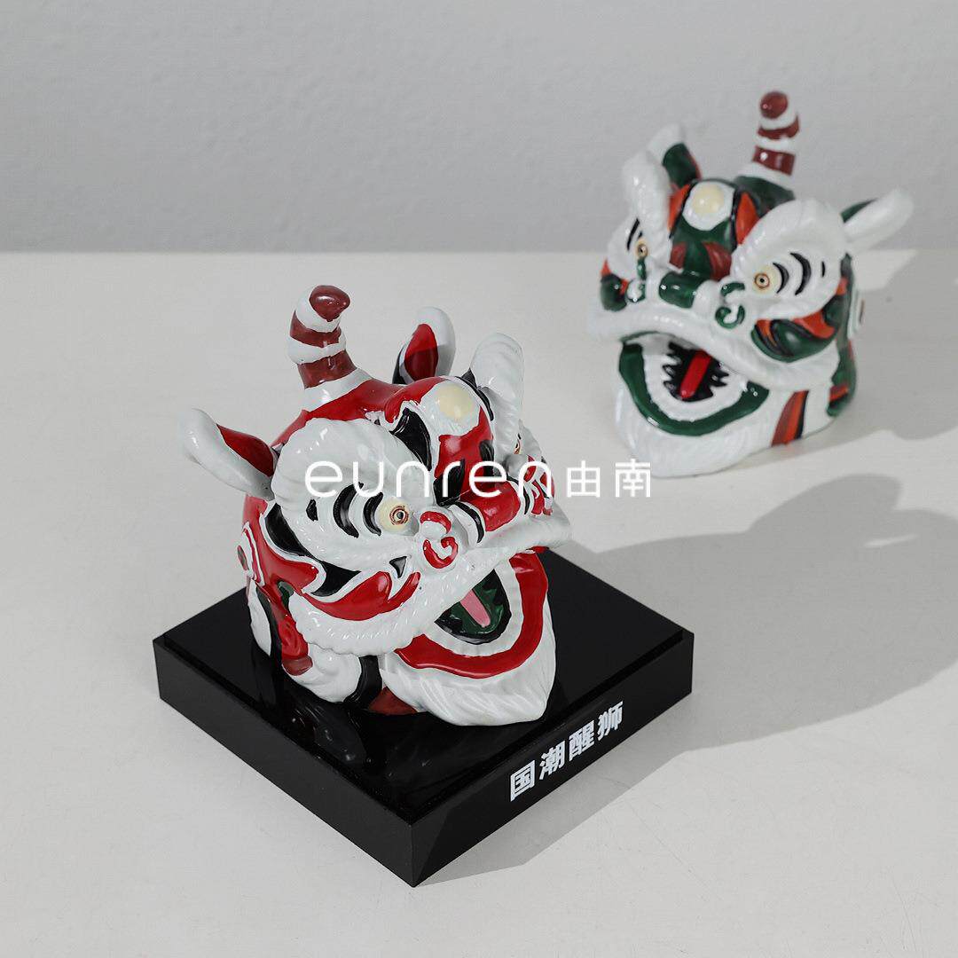 样国潮树新脂舞狮头摆软件中式玄关设GZJ板房间客厅茶几电视柜装