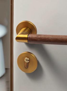 胡木门锁桃音木门锁家用房内门锁室浴室卧室门木纹1号把手磁吸静