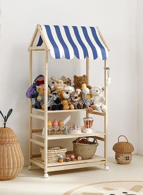 儿童房小铺置物架儿童玩具纳架家ERE用实书木架卖绘本架宝宝玩收
