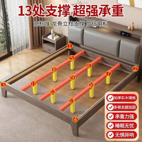 实木床现代约1.5m家用人1双.8见详情m主卧大床经济床型1简.2米床