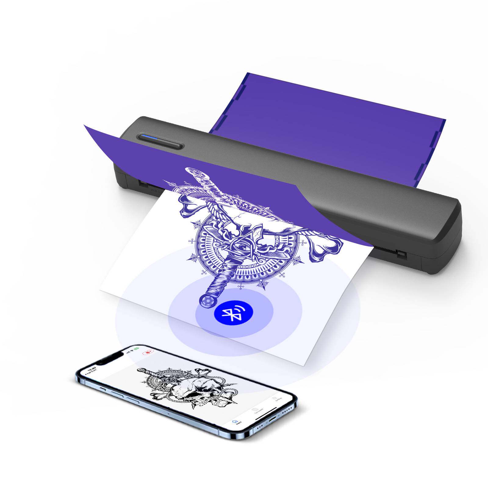 迷你热敏打印机无线可连手机打印纹身打印机A4 tattoo printer