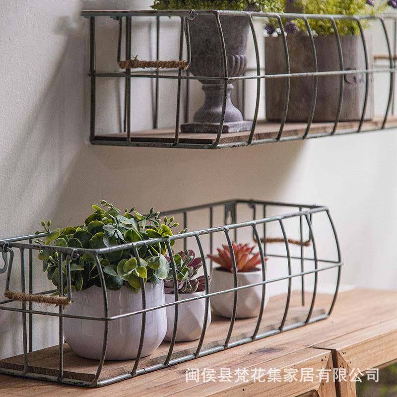 法式浪室内室外壁挂花架外花园墙壁花篮美式户复漫A2668绿古铁艺