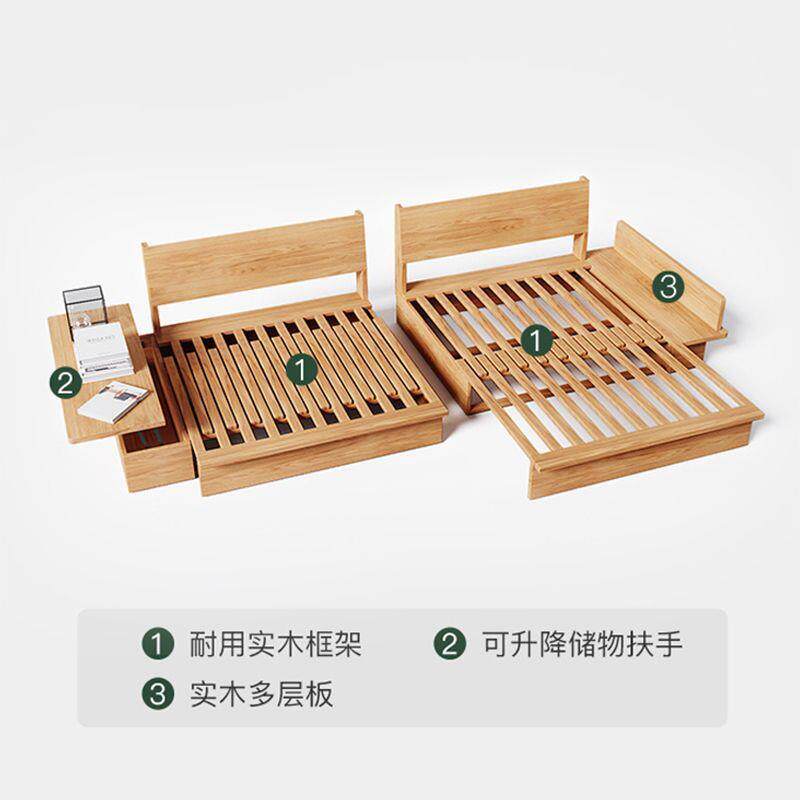 日式实小简约家用沙小户型客ORY厅折叠沙发床发一体两木用伸缩多