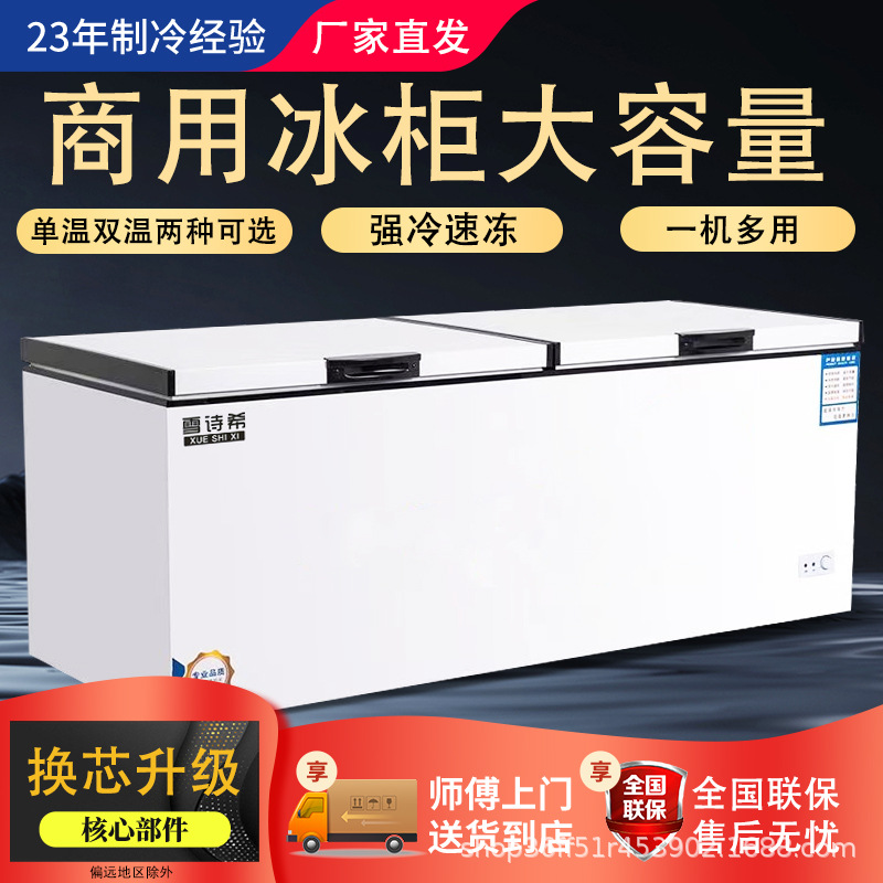 雪诗希冰柜卧式商用大容量冷柜冷藏两用超大冷冻柜单双温冷柜冰箱