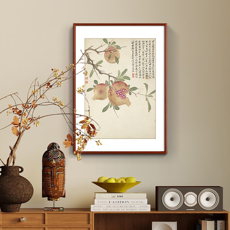 玄关画项圣谟花卉客厅装饰画宋代美学中国风挂画书房茶室卧室壁画图片