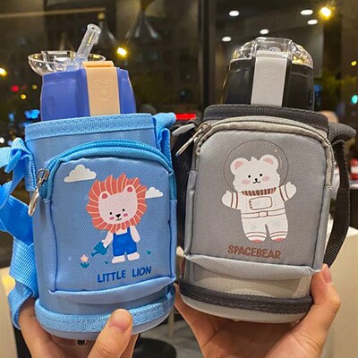 智能显温儿童保温杯带吸管男女宝宝两用水杯幼儿园防摔便携大水壶