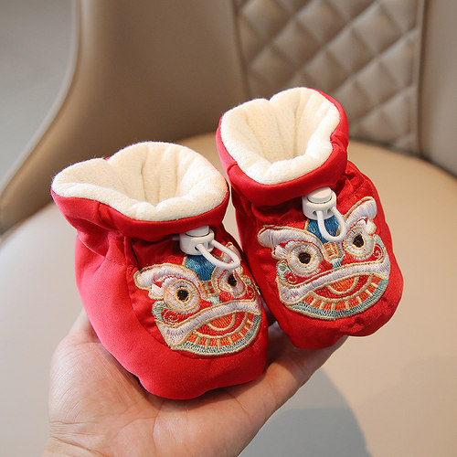 虎头鞋婴儿鞋袜0一6月3满月百天宝宝鞋套冬1周岁鞋子老虎抓周男宝