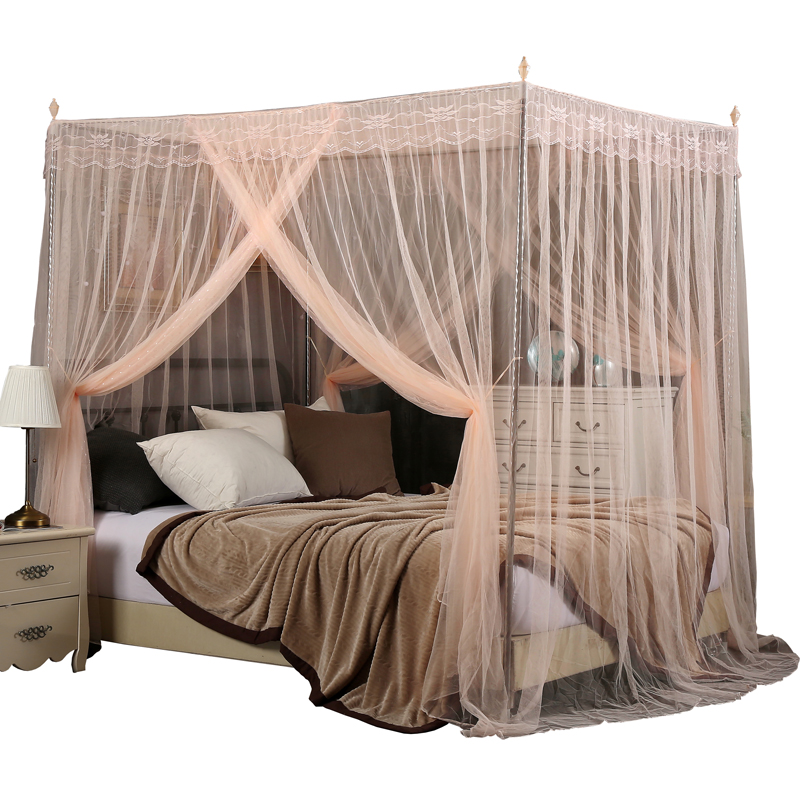 新款宫廷蚊帐双开门老式落地家用卧室两侧对开双门纹帐1米5床加密