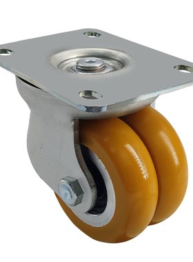 万向轮设备EQ05310黄色双轮2/3/4寸聚氨酯agv驱动拖车承重叉车轮