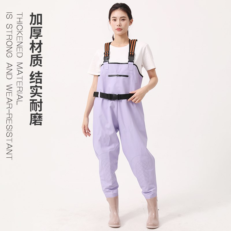 下水裤半身女连体雨衣连鞋儿童一体水裤摸捉鱼防水水衣成人赶海服