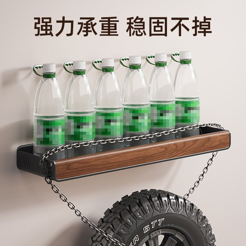 胡桃木浴室置物免打孔洗手间卫生间洗漱台壁挂式墙上毛巾收纳架子